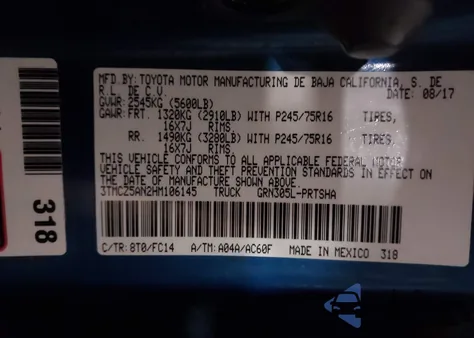 2017 Toyota Tacoma Sr5 V6 z USA, uszkodzony, nr VIN 3TMCZ5AN2HM106145